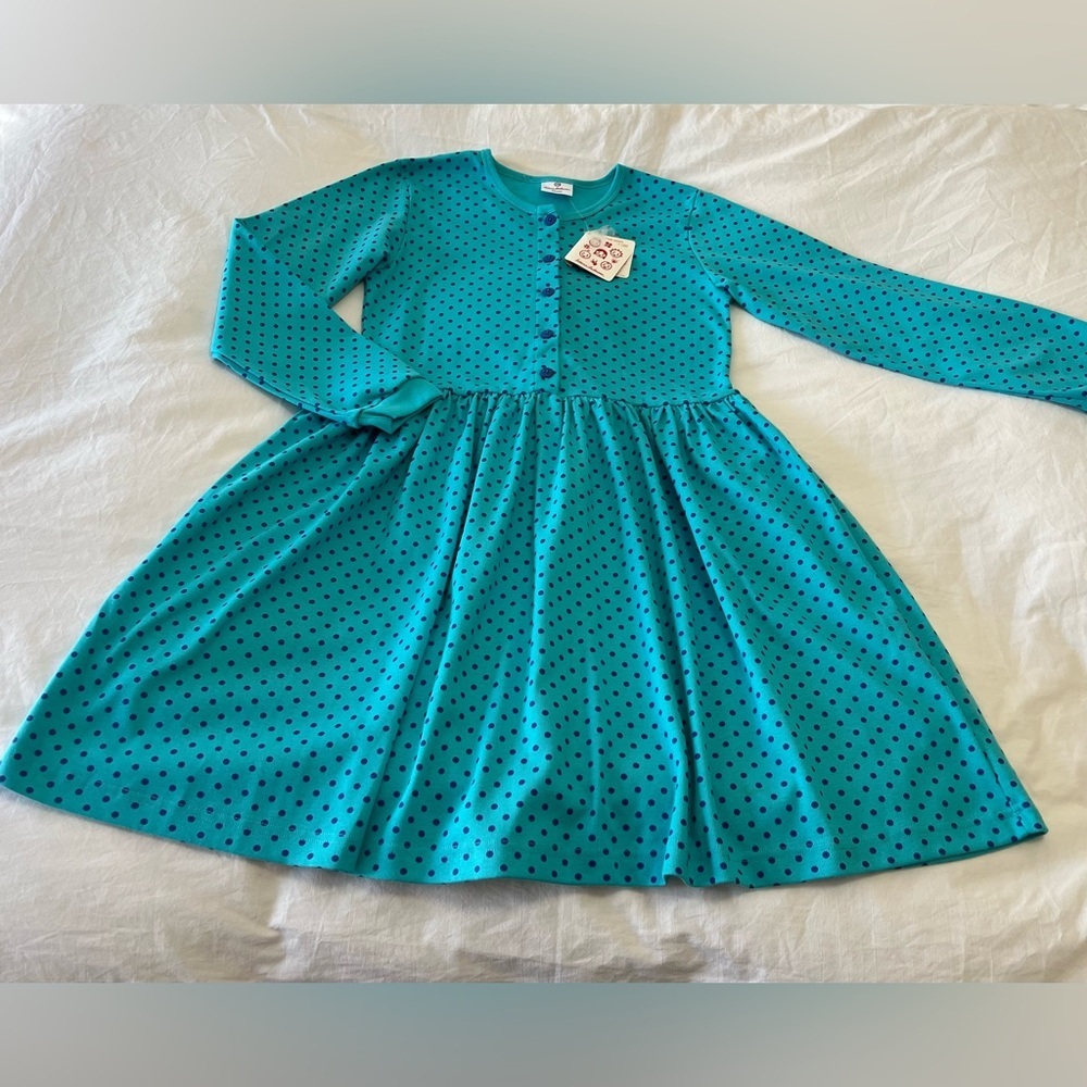 Hanna Andersson | Big Girl SZ 11-13 Years (150) | Polka Dot Dress Blue | NWT